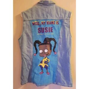 Reworked Rugrats Susie Jean Vest Carols Denims Size 3XL Design By #A.P.O.P.